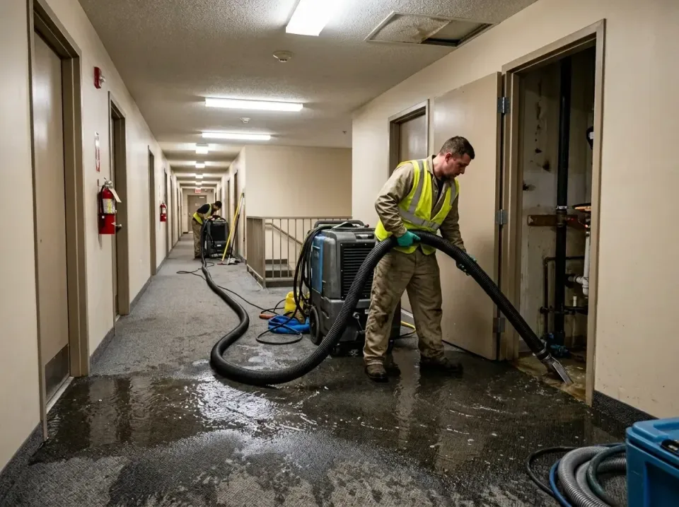 multi-unit-apartment-hallway-f-005 — frequently asked questions, Emergency Burst Pipe Water Extraction & Removal in Bourbonn…